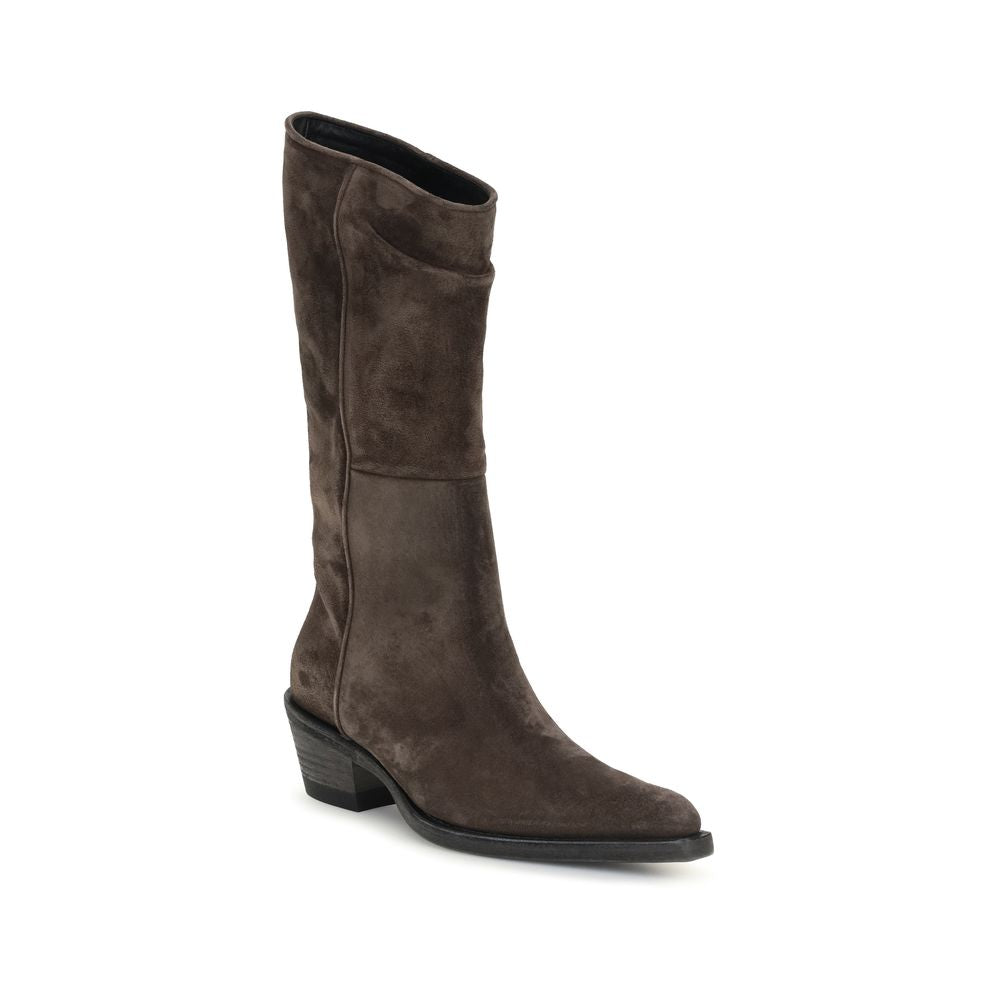 Khaite Brown Leather Ankle Boots Khaite