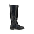 Stuart Weitzman Black Calf Leather Bos Taurus Flat Boots Stuart Weitzman