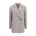 Brunello Cucinelli White Wool Oves Aries Full-Length Jacket