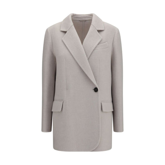 Brunello Cucinelli White Wool Oves Aries Full-Length Jacket Brunello Cucinelli