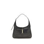 Gucci black goatskin shoulder bag with sleek design and gold-tone hardware, featuring a top handle and adjustable strap.