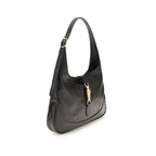 Gucci black goatskin shoulder bag with sleek design and gold-tone hardware, featuring a spacious interior and adjustable strap.