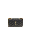 Saint Laurent Black Lamb Ovis Aries Shoulder Bag with sleek design and gold-tone hardware, featuring a compact, luxurious leather finish.