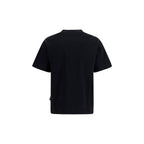 Black Cotton T-Shirt by Palm Angels, featuring a classic crew neck and minimalist design, displayed flat on a white background.