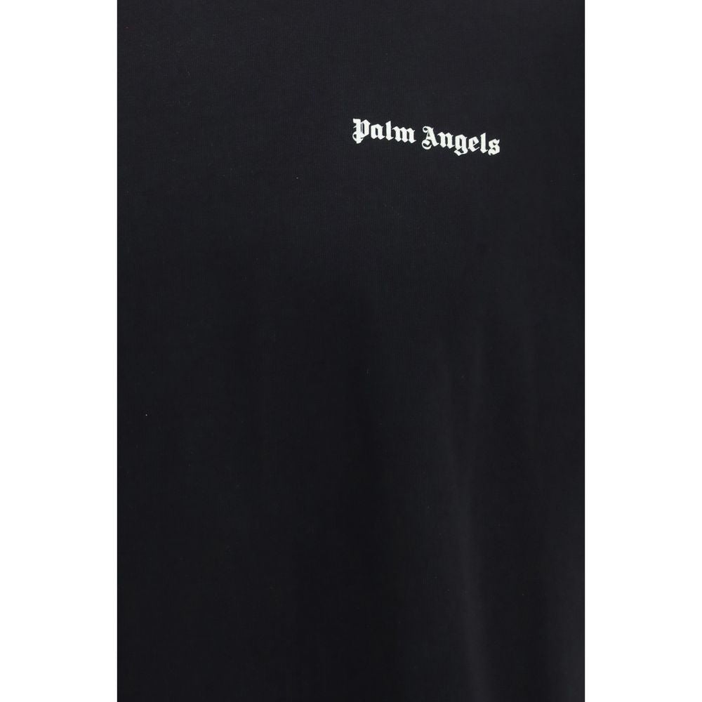 Black Cotton T-Shirt by Palm Angels featuring a relaxed fit and minimal design, displayed on a plain background.