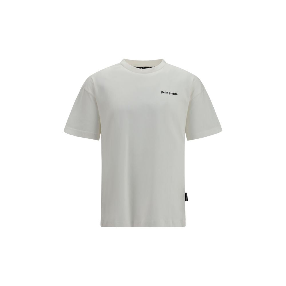 White cotton T-shirt by Palm Angels with a relaxed fit and subtle logo detail, displayed on a plain background.