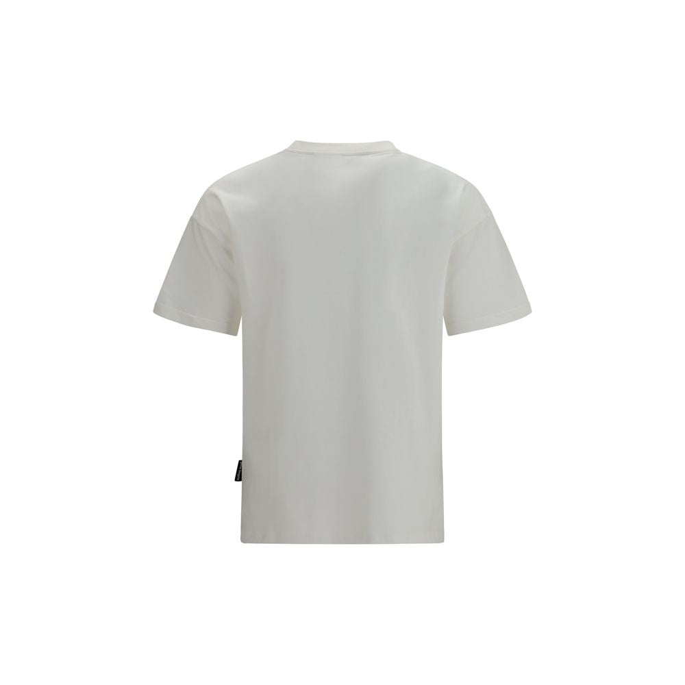 White Cotton T-Shirt by Palm Angels featuring a classic crew neck and minimalist design, displayed flat on a plain background.