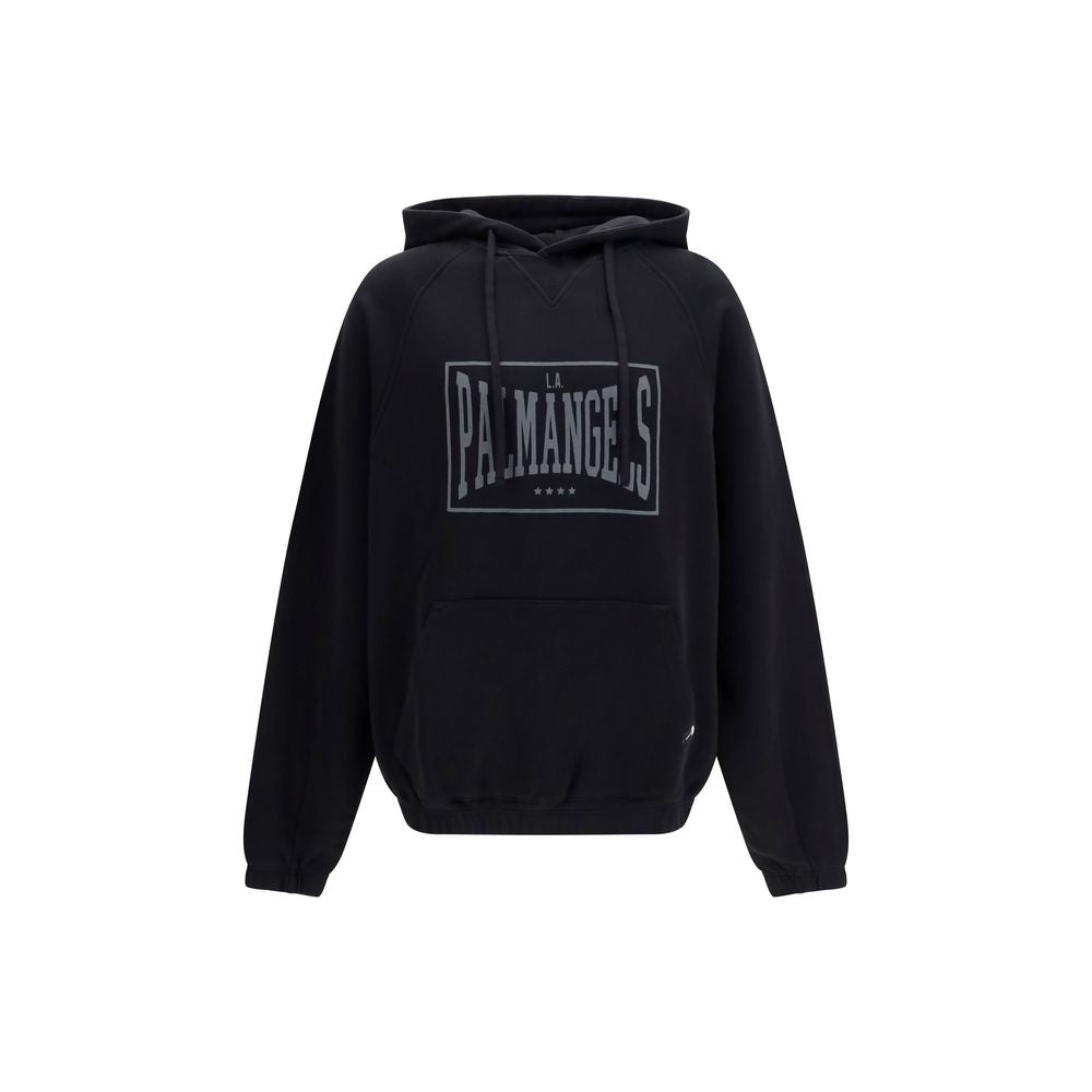 Black cotton sweatshirt by Palm Angels featuring a relaxed fit and minimalist design, displayed on a plain background.