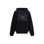 Black cotton sweatshirt by Palm Angels featuring a relaxed fit and minimalist design, displayed on a plain background.