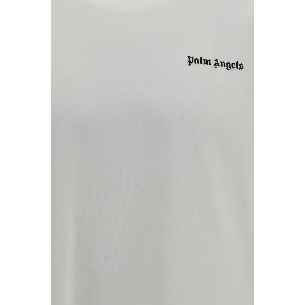 White Cotton T-Shirt by Palm Angels with logo print, crew neck style, casual fit, and short sleeves.