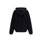 Black Cotton Sweatshirt by Palm Angels with logo detail, casual fit, and ribbed cuffs, shown on a hanger.