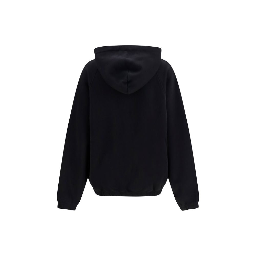 Black Cotton Sweatshirt by Palm Angels with logo detail, casual fit, and ribbed cuffs, shown on a hanger.