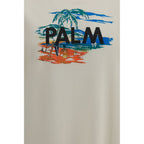 Beige Palm Angels cotton T-shirt with relaxed fit, short sleeves, and subtle branding visible on the front.