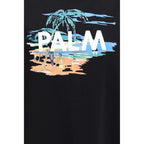 Black cotton T-shirt from Palm Angels featuring the brand's logo design on the front.