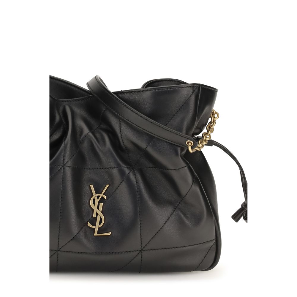 Saint Laurent black lamb leather Ovis Aries clutch bag with sleek design and gold-tone hardware.