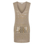 Malo Beige Cotton Women Dress