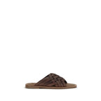 Miu Miu Brown Calf Leather Bos Taurus Flat Sandals