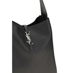 Saint Laurent Bos Taurus shoulder bag made of black calf leather, featuring a sleek design and gold-tone hardware.