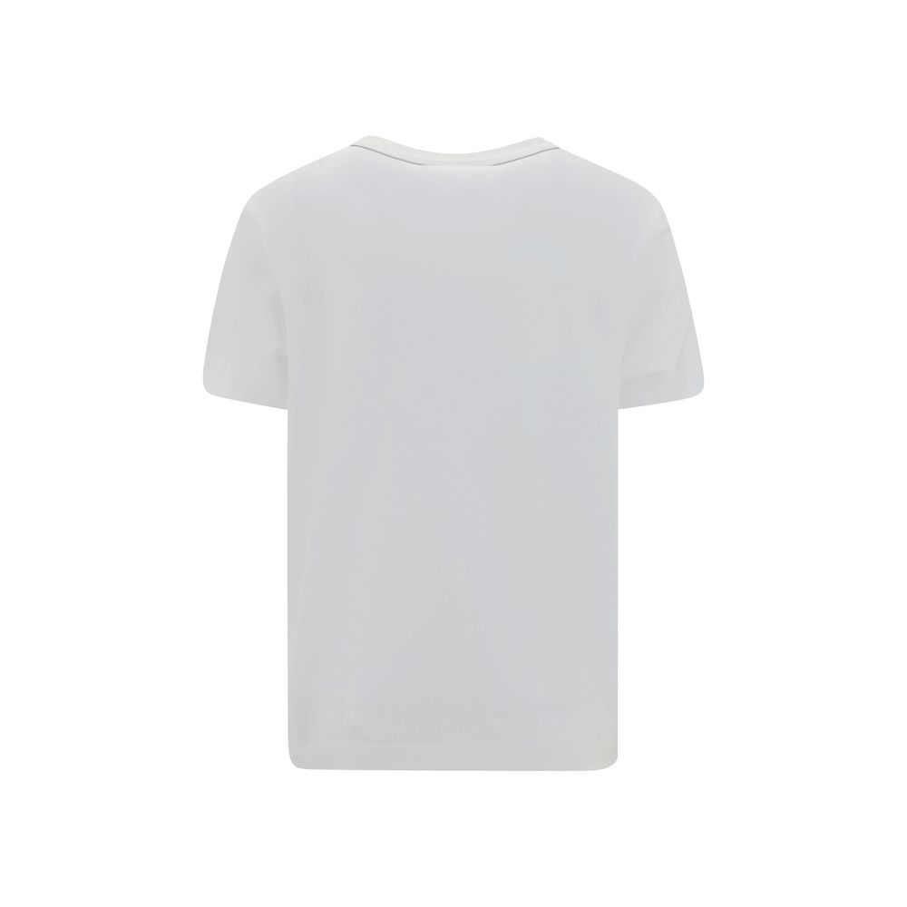 White cotton T-shirt by Brunello Cucinelli displayed on a plain background, highlighting its soft fabric and simple design.