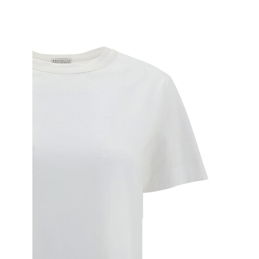White Brunello Cucinelli cotton T-shirt with a classic crew neckline and subtle branding details.