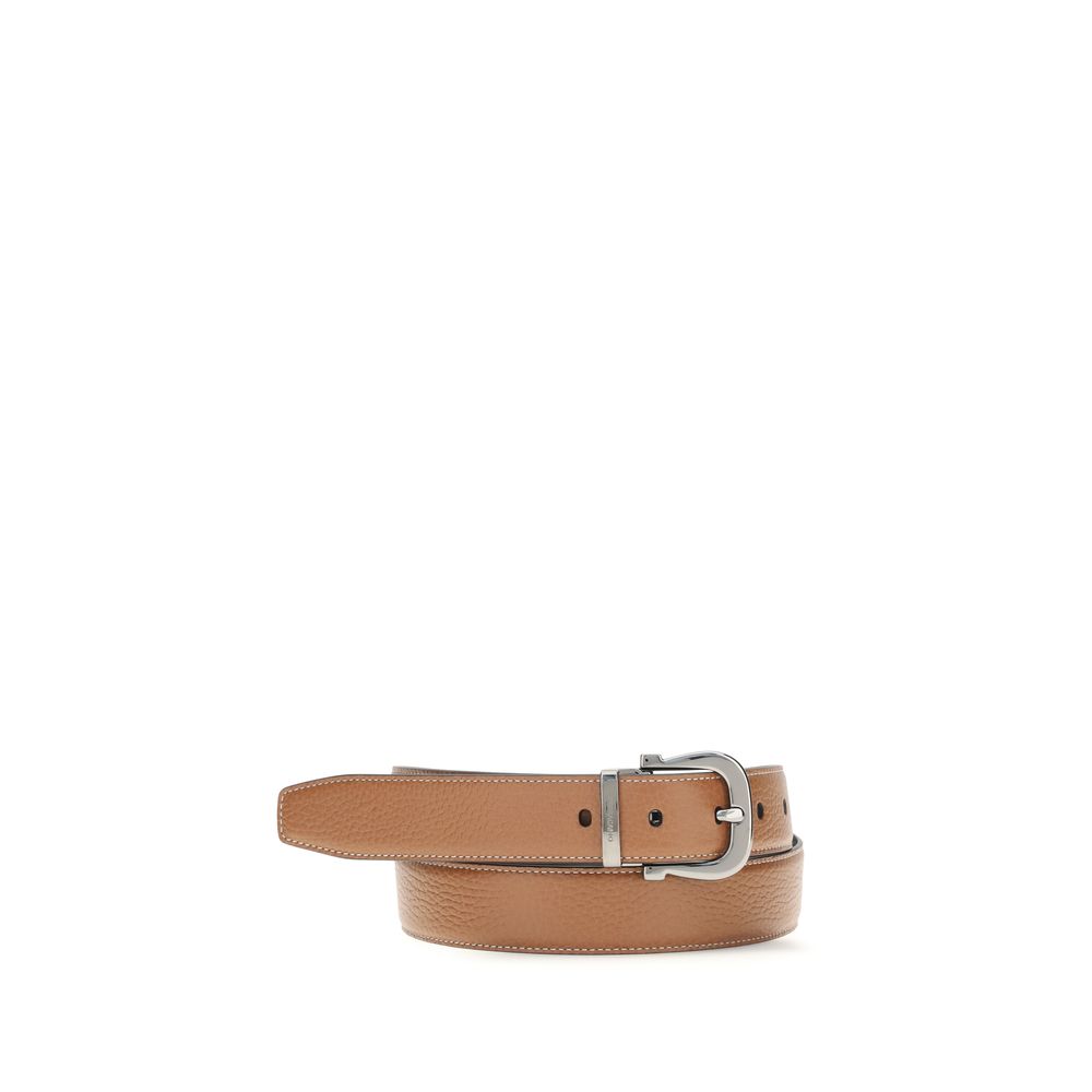 Ferragamo Brown Calf Leather Bos Taurus Regular Belt Ferragamo