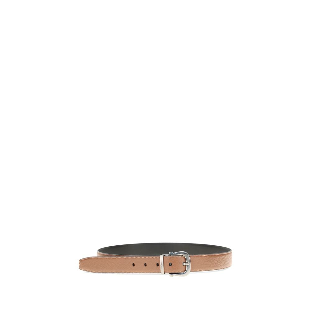 Ferragamo Brown Calf Leather Bos Taurus Regular Belt Ferragamo