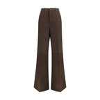 Rick Owens Brown Calf Leather Bos Taurus Casual Pants
