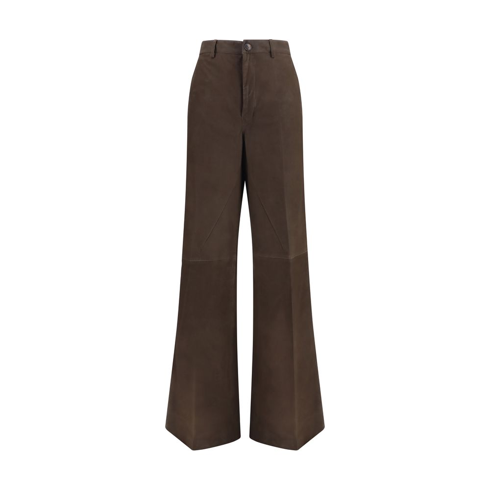 Rick Owens Brown Calf Leather Bos Taurus Casual Pants Rick Owens