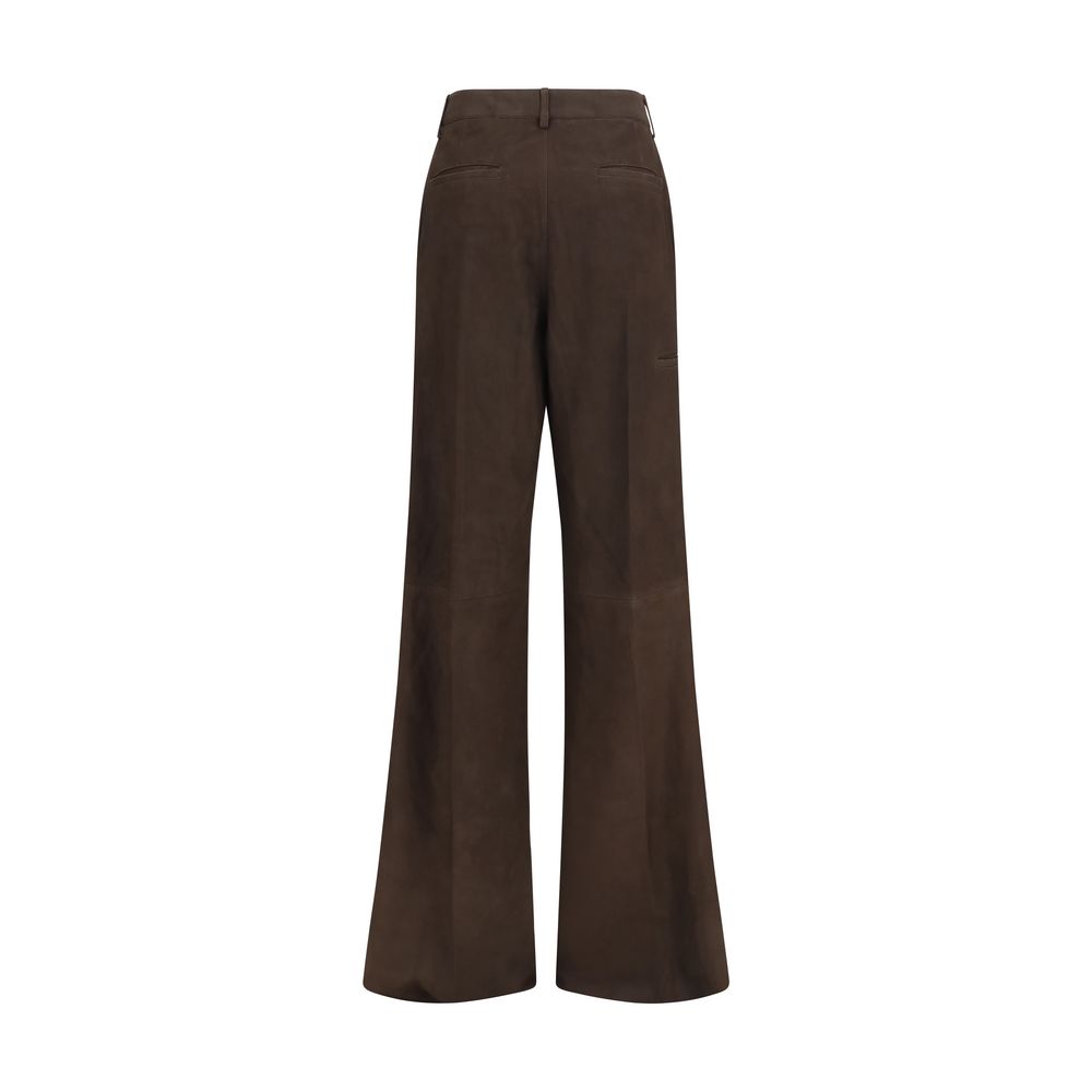 Rick Owens Brown Calf Leather Bos Taurus Casual Pants Rick Owens