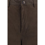 Rick Owens Brown Calf Leather Bos Taurus Casual Pants
