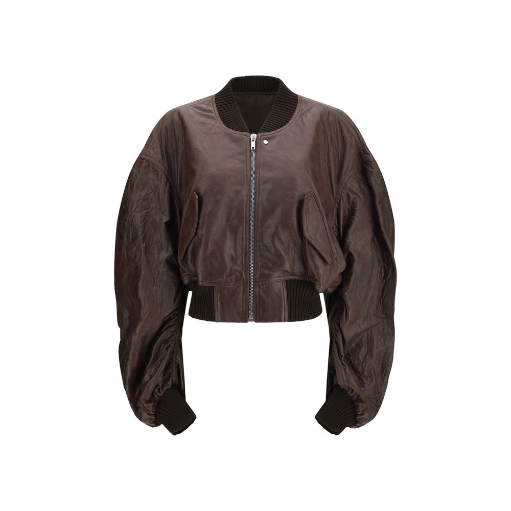 Rick Owens Brown Calf Leather Bos Taurus Bomber Rick Owens