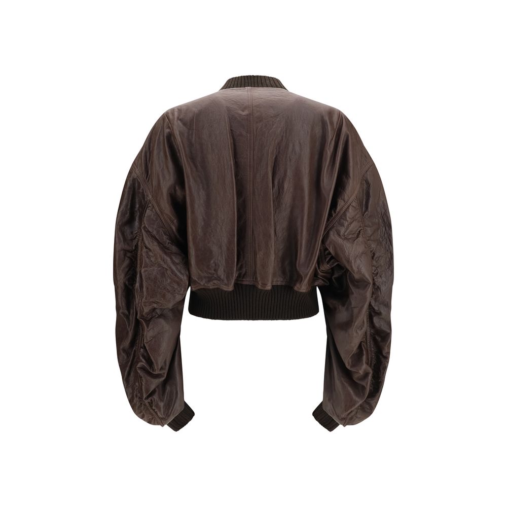Rick Owens Brown Calf Leather Bos Taurus Bomber Rick Owens