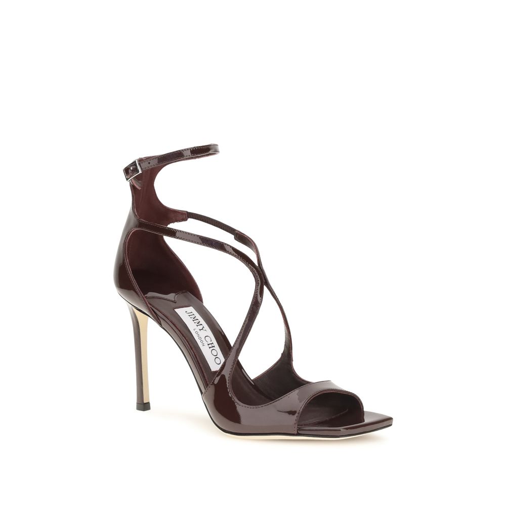 Jimmy Choo Brown Calf Leather Bos Taurus Stiletto Heel Sandals Jimmy Choo