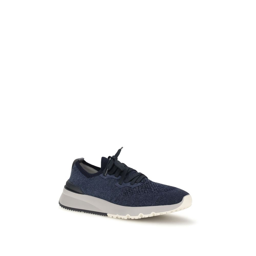 Brunello Cucinelli Blue Cotton Athletic Sneakers Brunello Cucinelli