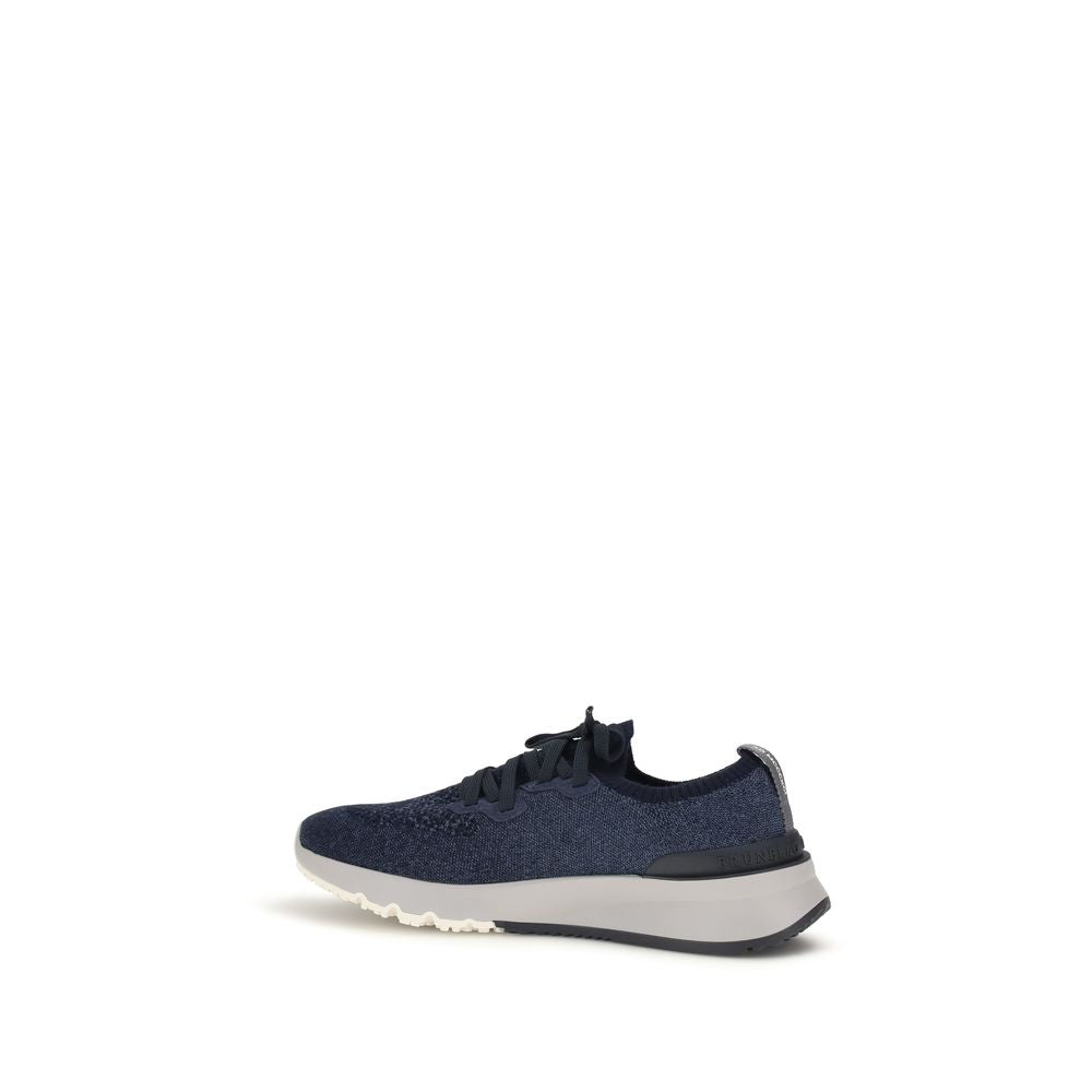 Brunello Cucinelli Blue Cotton Athletic Sneakers Brunello Cucinelli