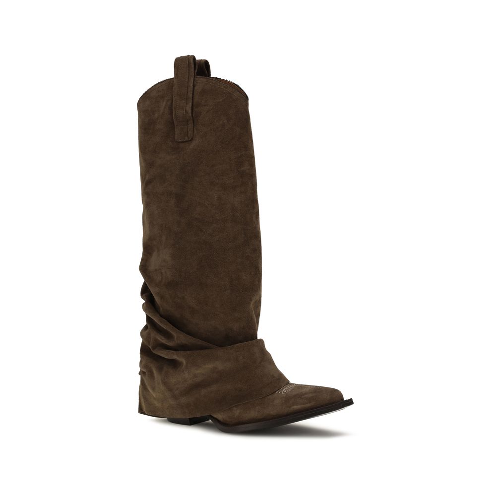 R13 Brown Calf Leather Bos Taurus Boots R13