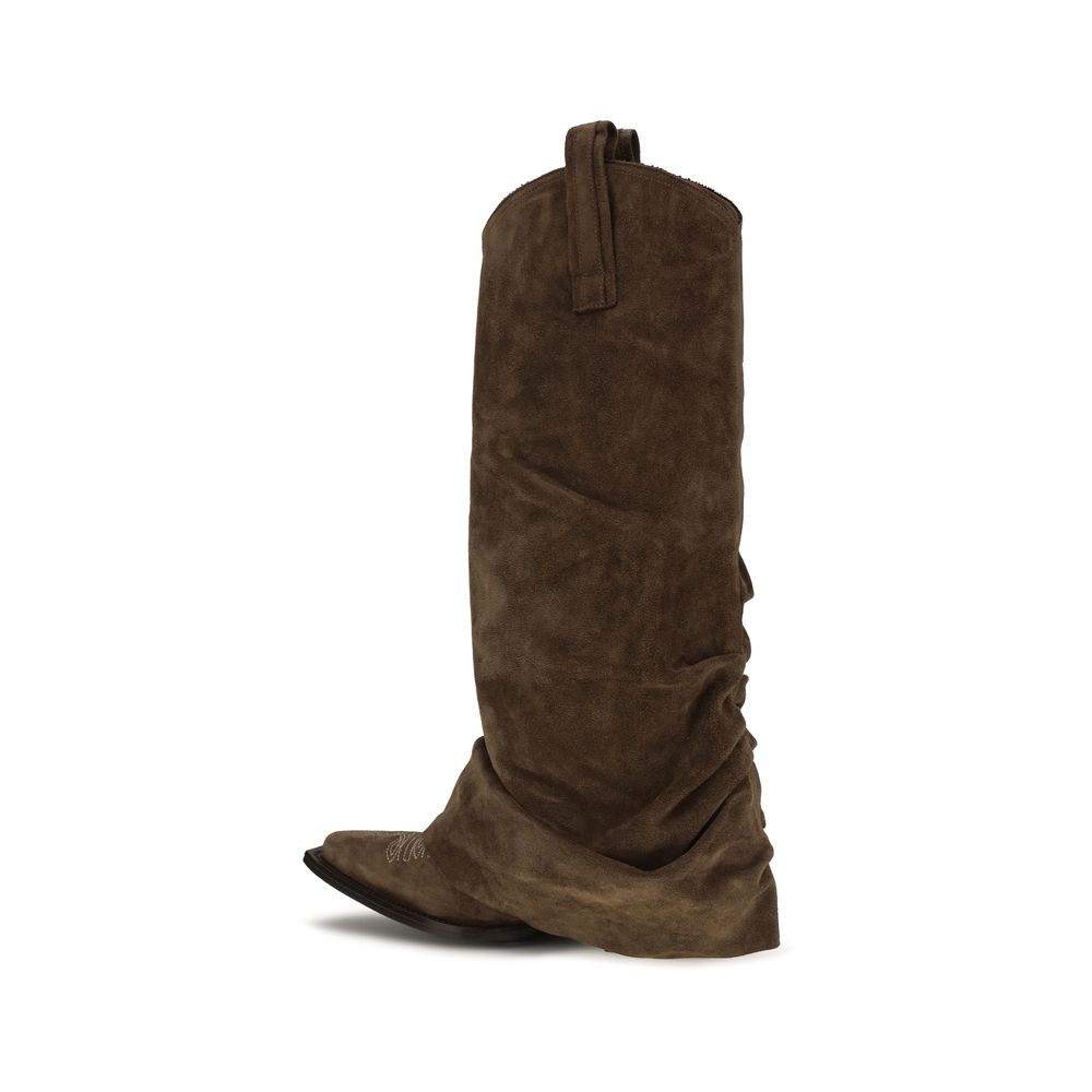 R13 Brown Calf Leather Bos Taurus Boots R13