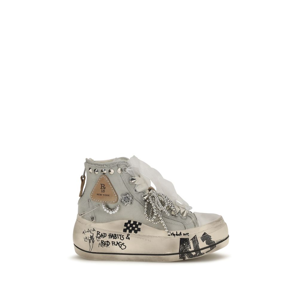 R13 White Cotton High Top Sneakers R13