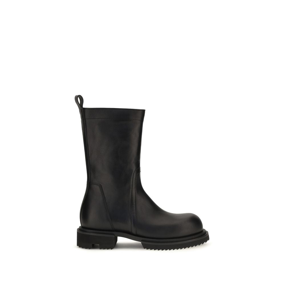 Rick Owens Black Calf Leather Bos Taurus Flat Boots Rick Owens