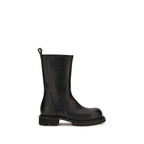 Rick Owens Black Calf Leather Bos Taurus Flat Boots Rick Owens