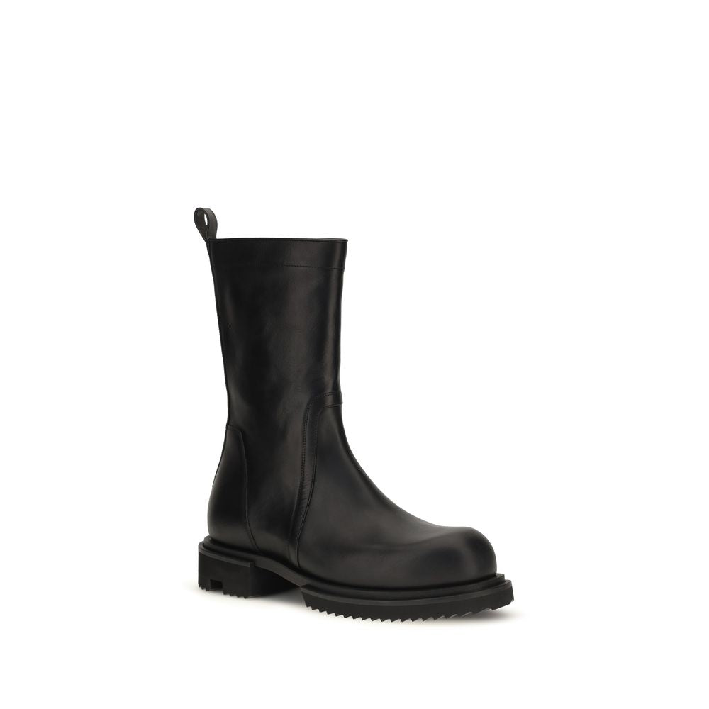 Rick Owens Black Calf Leather Bos Taurus Flat Boots Rick Owens
