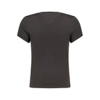 Black cotton women's T-shirt by Tommy Hilfiger, featuring a classic fit and subtle logo detail.