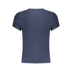 Blue cotton women's T-shirt by Tommy Hilfiger, featuring a classic crew neck and logo detail on front.
