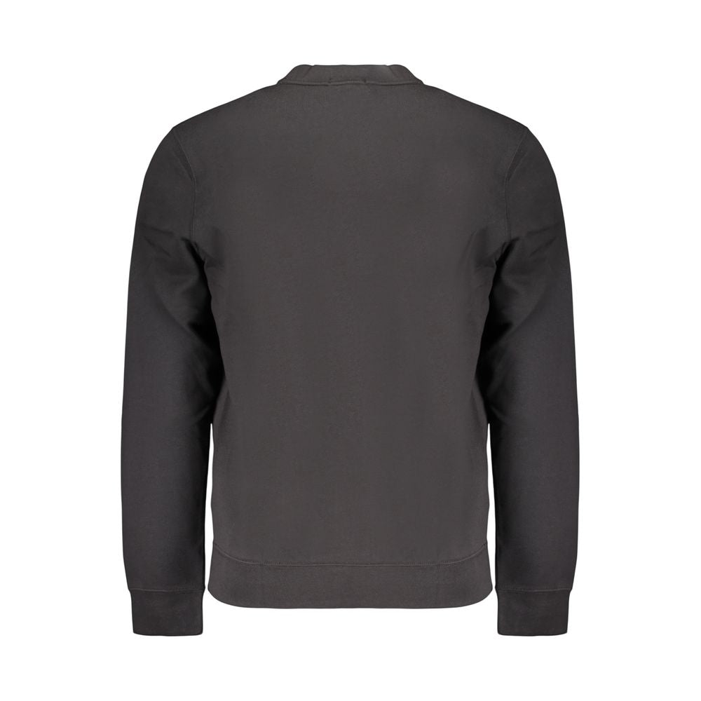 Black Calvin Klein men's cotton sweatshirt with crew neck and long sleeves, casual and comfortable for everyday wear.