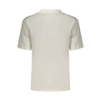 White cotton women's T-shirt by Calvin Klein, fitted style with short sleeves and classic crew neckline.