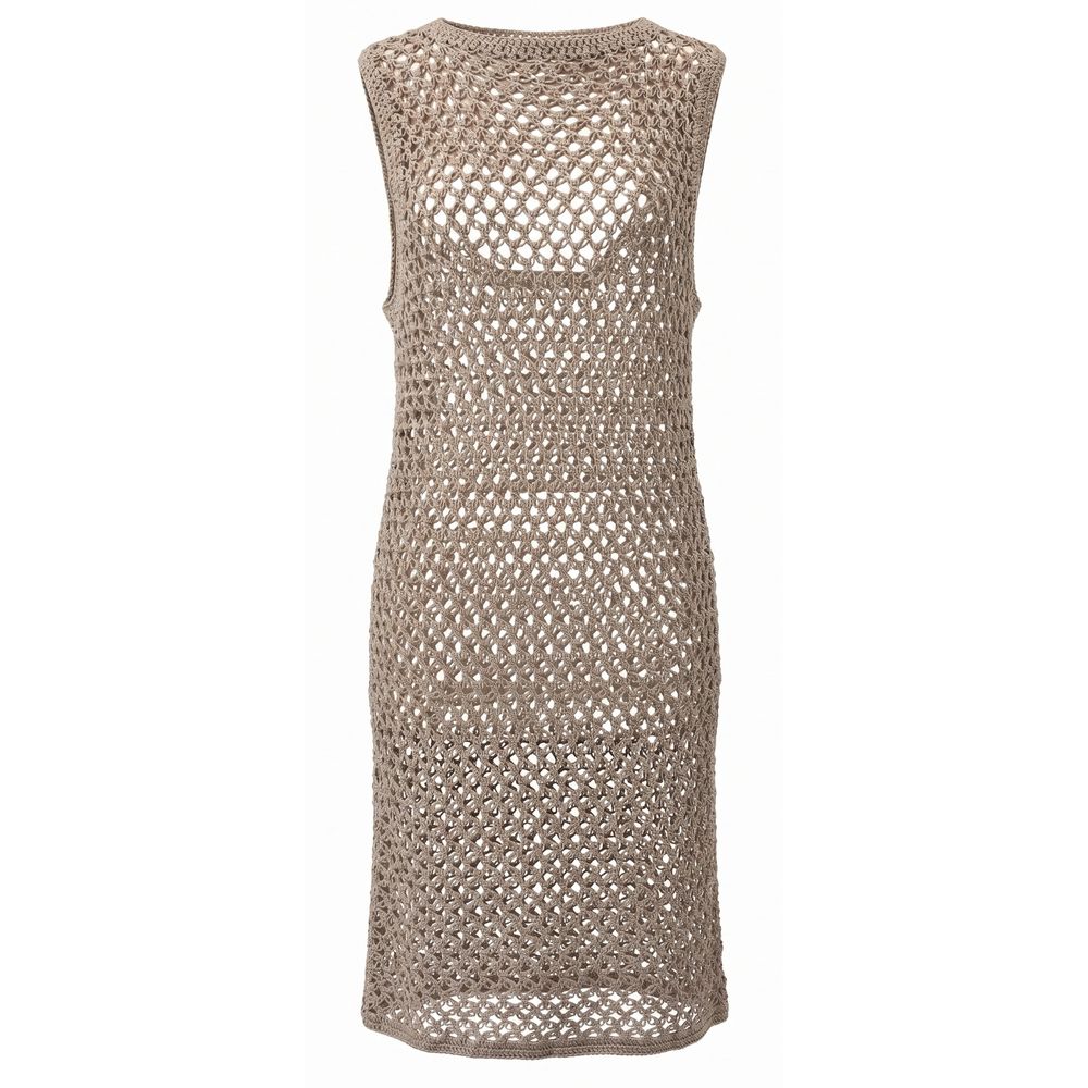 Malo Beige Cotton Women Dress Malo