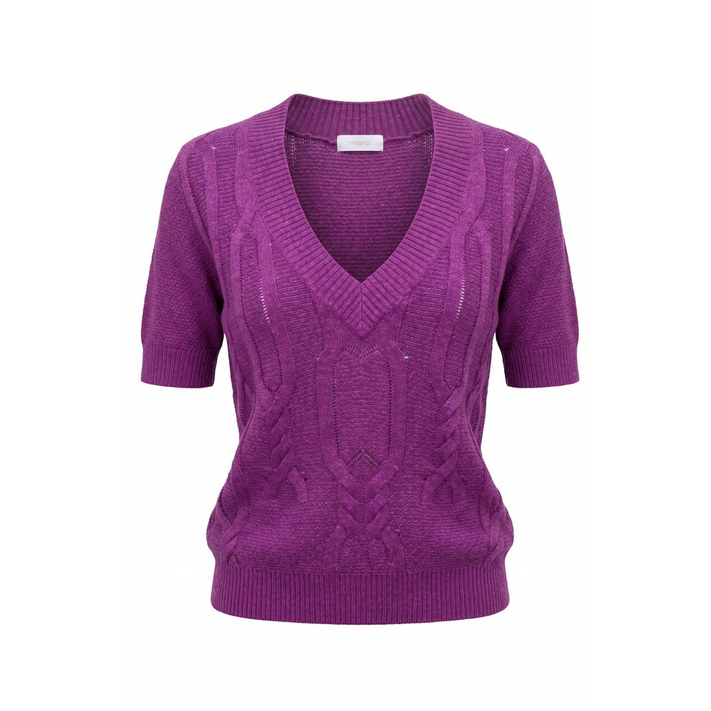 Malo Purple Silk Blend Women Sweater Malo