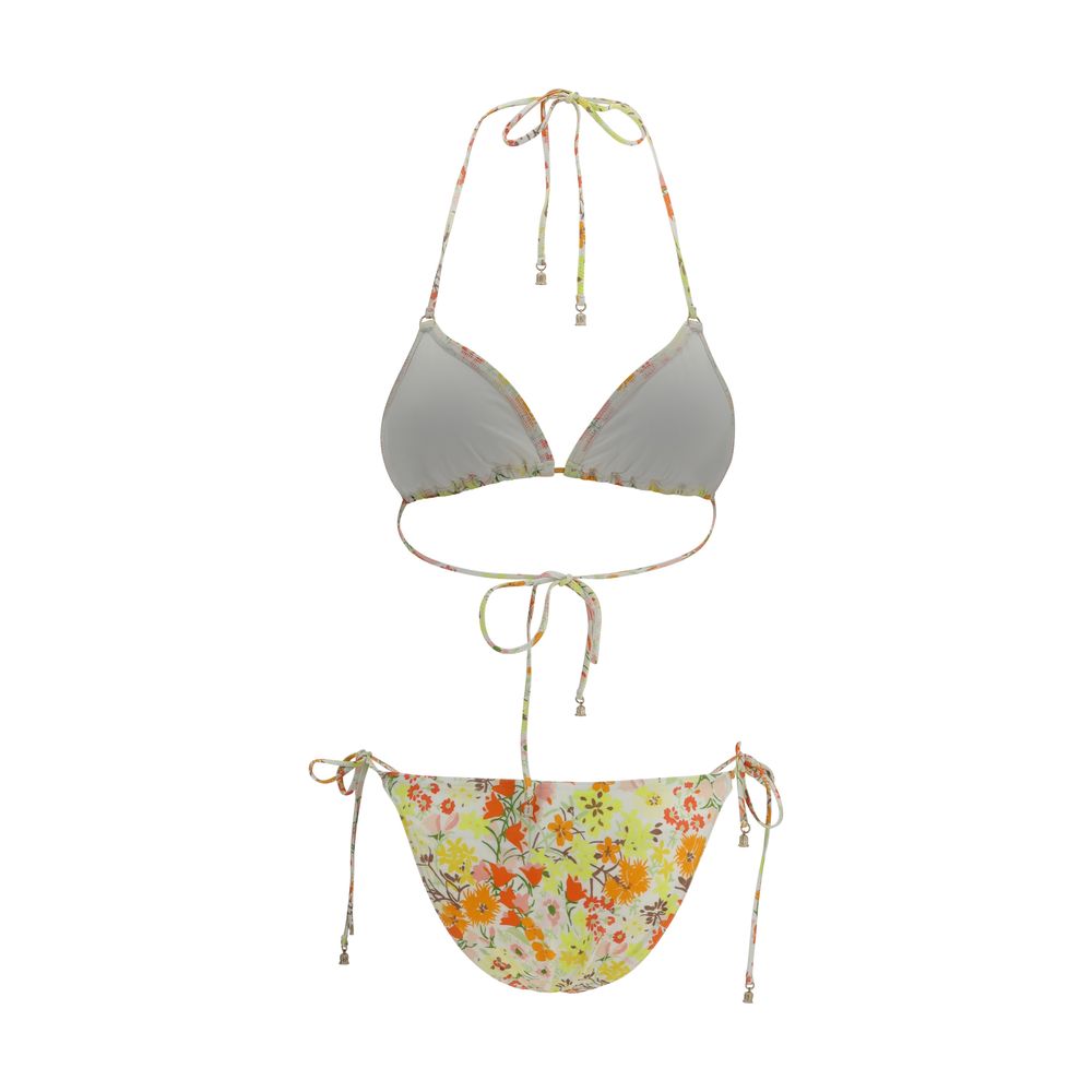 Zimmermann multicolor polyamide bikini featuring vibrant pattern and adjustable straps, perfect for beach or poolside wear.