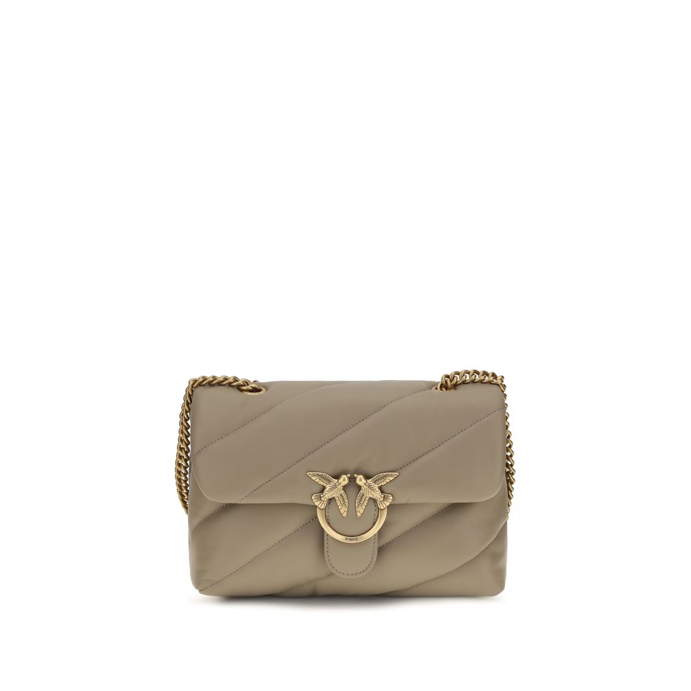 PINKO Gray Calf Leather Bos Taurus Shoulder Bag PINKO