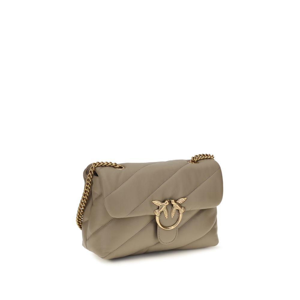 PINKO Gray Calf Leather Bos Taurus Shoulder Bag PINKO